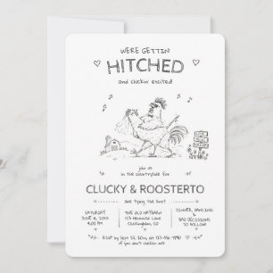 Invitación Boda campestre de pollita y gallo bailarines