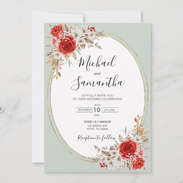 Invitación Boda Campestre en el País de la Rosa Rústica (Anverso)
