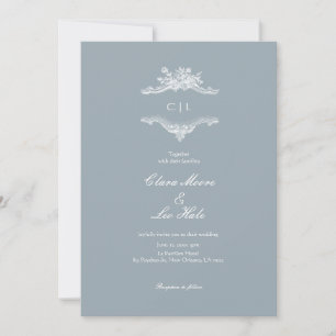 Invitación Boda campestre francesa en azul pizarra