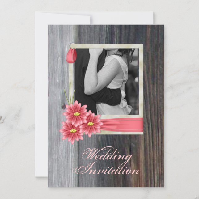 Invitación boda campestre occidental de margarita rústica (Anverso)