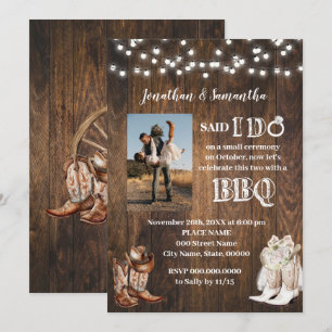 Invitación Boda campestre occidental Dije sí BBQ después