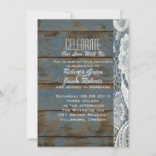 Invitación boda campestre vintage de encaje de madera de gran