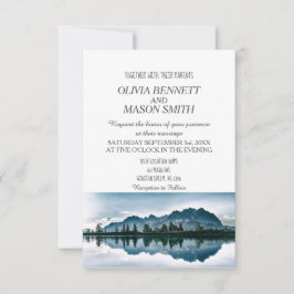 Invitación Boda campestre Winter Rocky Mountain Lake
