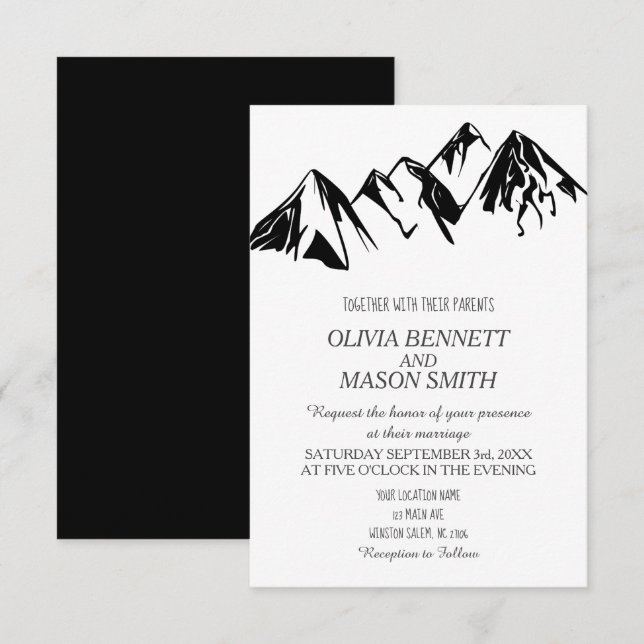 Invitación Boda campestre Winter Rocky Mountain Lake (Anverso / Reverso)