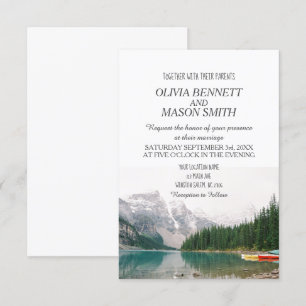 Invitación Boda campestre Winter Rocky Mountain Lake