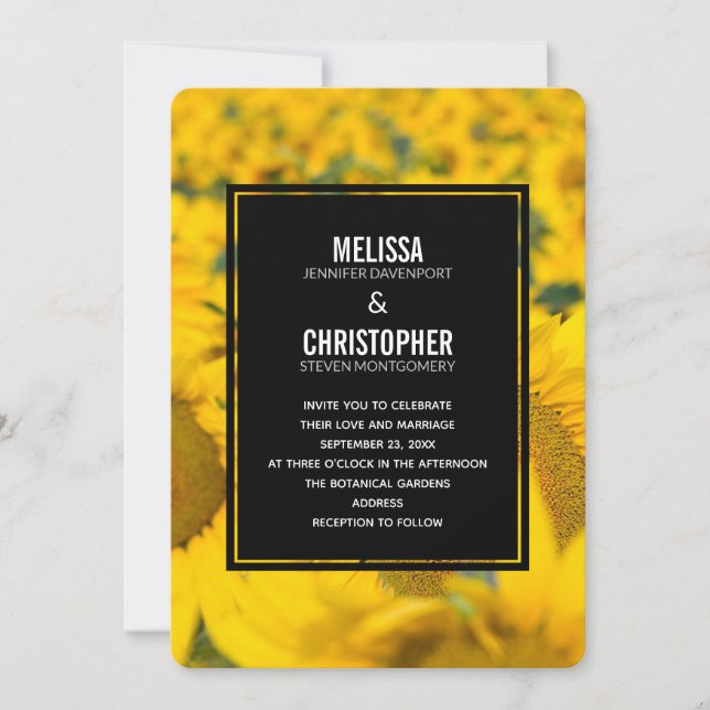Invitación Boda Campo Amarillo de Girasoles (Anverso)