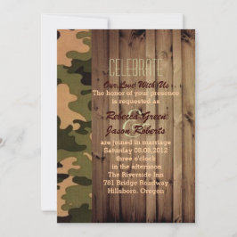 Invitación boda camuflada de madera de granero rústico occide