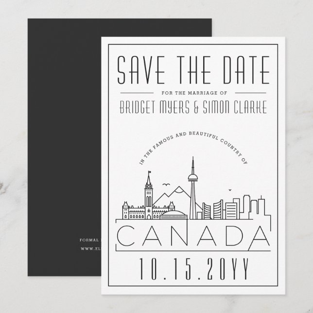 Invitación Boda Canadá Silueta Estilizada Cielo Guardar la Fe (Anverso / Reverso)
