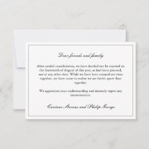Invitación Boda Cancelada Compromiso Roto Simple Elegante