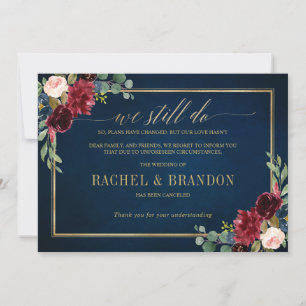 Invitación Boda cancelada pospuesta cambio de planes aviso