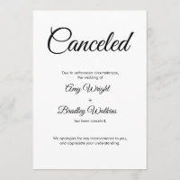 Invitación boda cancelada Tarjeta elegante