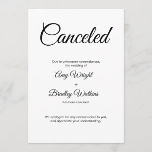 Invitación boda cancelada Tarjeta elegante