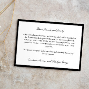 Invitación Boda cancelado de Black Elegant Broken Engagement