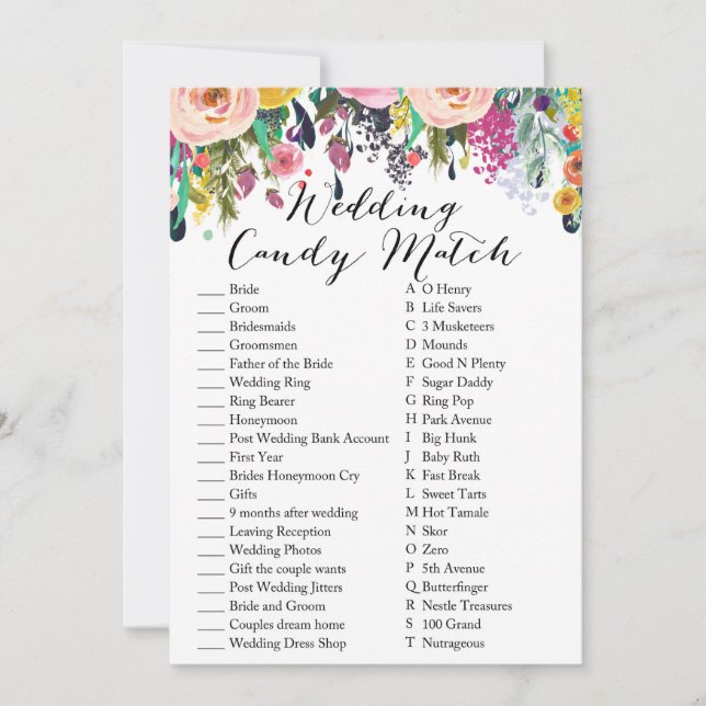 Invitación Boda Candy Match Garden Bridal Shower Juego 5 x 7 (Anverso)