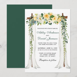 Invitación Boda Canopy Arch Watercolor Amarillo Floral Verde