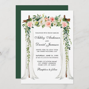 Invitación Boda Canopy Arch Watercolor Floral Rosa Verde