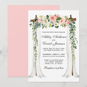 Invitación Boda Canopy Arch Watercolor Rubor rosa Floral