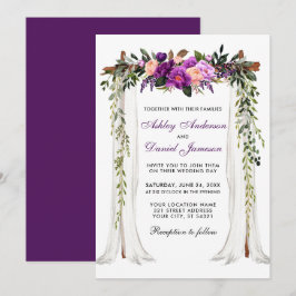 Invitación Boda Canopy Watercolor Morado Floral