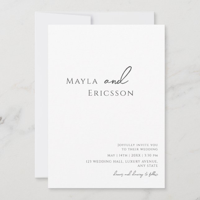 Invitación Boda capilar fotográfico Minimalista (Anverso)