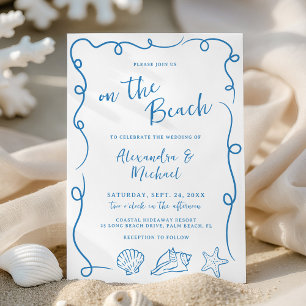 Invitación Boda caprichosa a mano en la playa