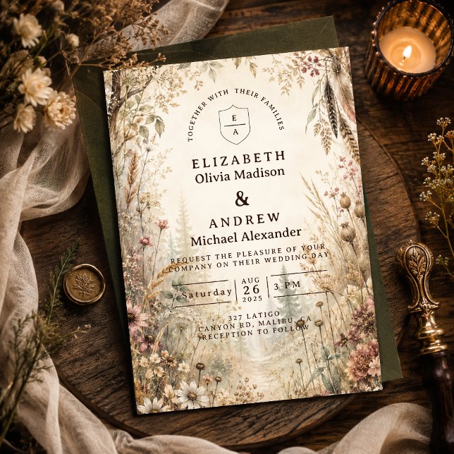 Invitación Boda caprichosa boho bosque (Subido por el creador)