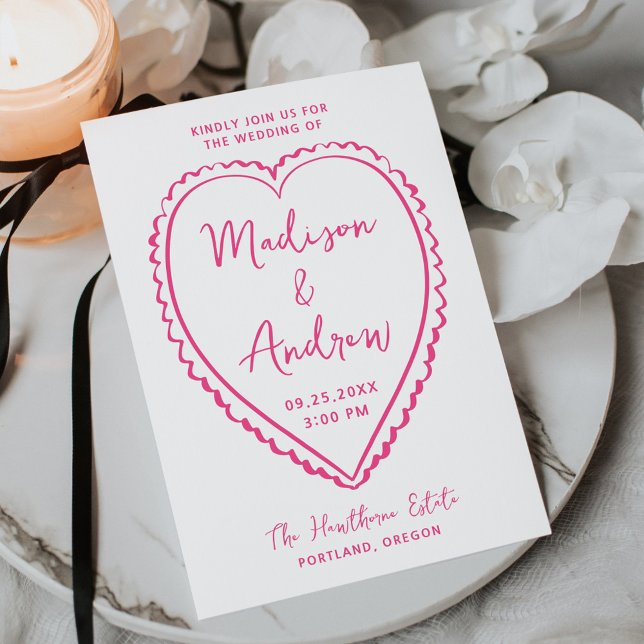 Invitación Boda caprichosa con corazón rosa (Subido por el creador)