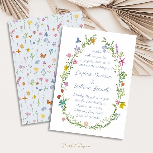 Invitación Boda caprichosa con garabatos florales (Whimsical Floral Doodle Wedding Invitation
)
