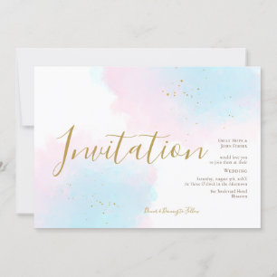 Invitación Boda caprichosa con salpicaduras de oro y acuarela