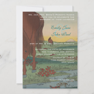 Invitación Boda caprichosa de caballos invita a un japonés vi