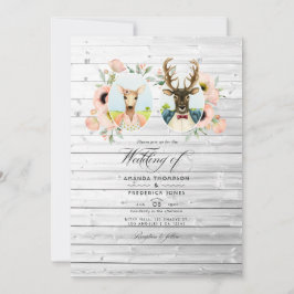 Invitación Boda caprichosa de ciervos del bosque rústico