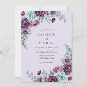 Invitación Boda caprichosa de flor de ciruela y menta