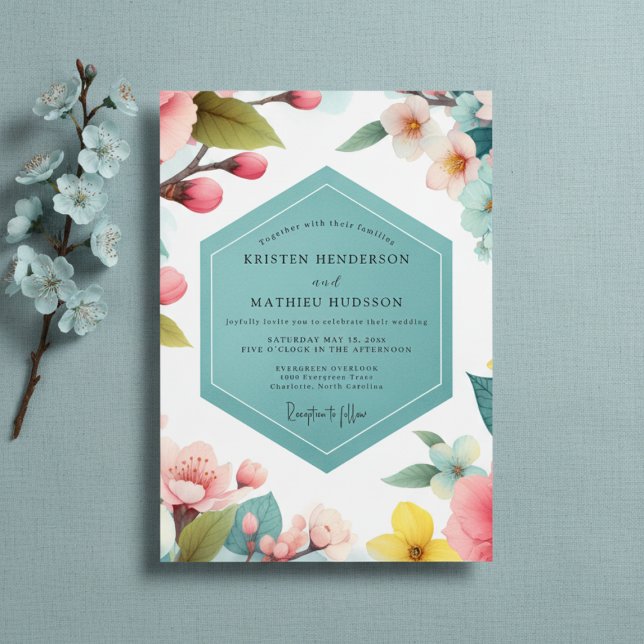 Invitación Boda Caprichosa de Flor de Melocotón Pálido (Subido por el creador)
