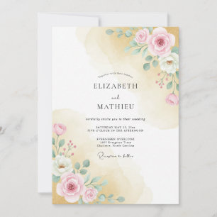 Invitación Boda Caprichosa de Floral Rosa Pálido