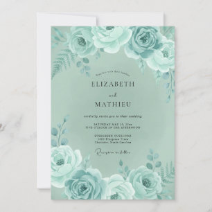 Invitación Boda Caprichosa de Floral Verde Menta