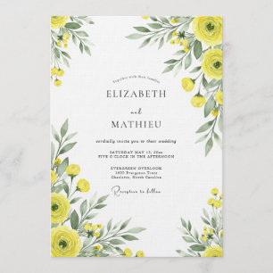 Invitación Boda Caprichosa de Florales Amarillas