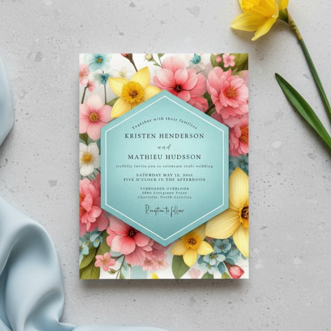 Invitación Boda caprichosa de flores rosadas (Subido por el creador)