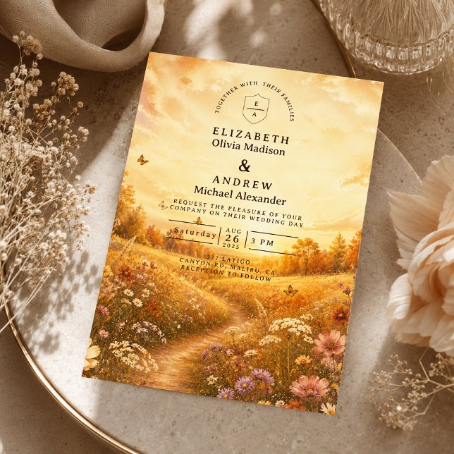 Invitación Boda caprichosa de flores silvestres de otoño (Subido por el creador)