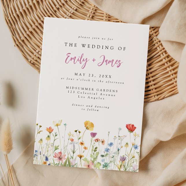 Invitación Boda caprichosa de flores silvestres de primavera (Subido por el creador)