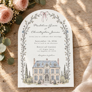 Invitación Boda caprichosa de jardín floral francés Chateau