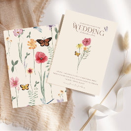 Invitación Boda caprichosa de mariposa de flor silvestre amar