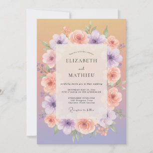 Invitación Boda caprichosa de primavera con albaricoque y lav