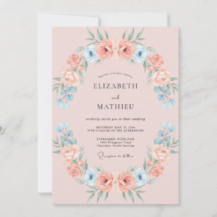 Invitación Boda caprichosa de primavera con rosa rubor