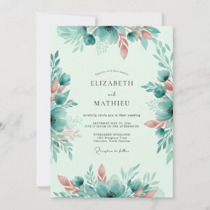 Invitación Boda caprichosa de primavera en verde menta