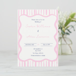 Invitación Boda caprichosa de rayas finas escritas a mano en