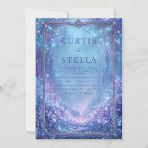 Invitación Boda Caprichosa del Bosque Encantado Azul