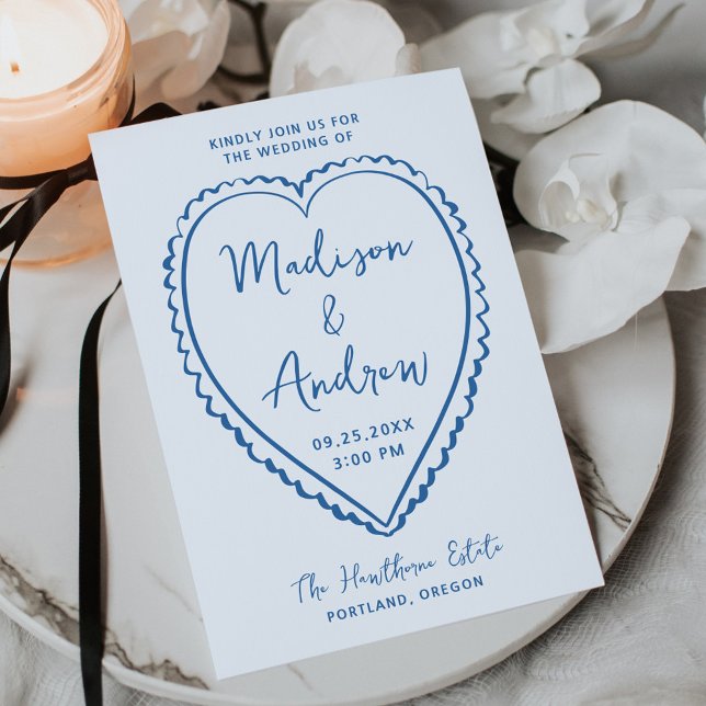 Invitación Boda caprichosa del corazón azul (Subido por el creador)
