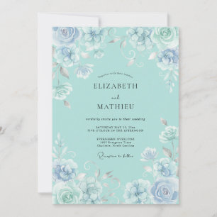 Invitación Boda caprichosa delicada aguamarina
