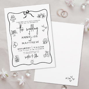 Invitación Boda Caprichosa Dibujada a Mano