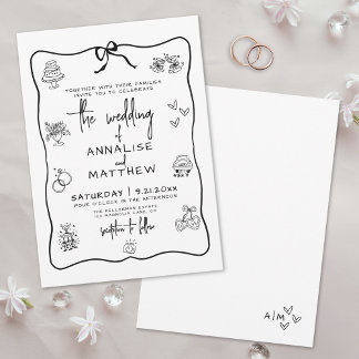 Invitación Boda Caprichosa Dibujada a Mano