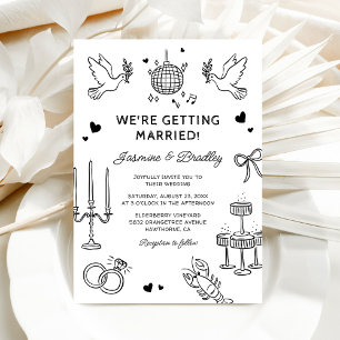 Invitación Boda caprichosa dibujada a mano